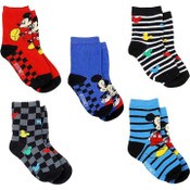 Wholesale - 5pk MICKEY MOUSE CHECK CREW SOCKS SIZE 4-6, UPC: 193159137984